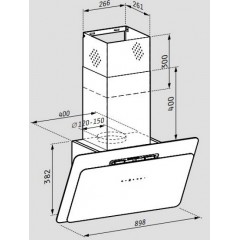 Pyramis Vetrio Απορροφητήρας Καμινάδα 90cm Inox-Black Pyramis Vetrio Απορροφητήρας Καμινάδα 90cm Inox-Black